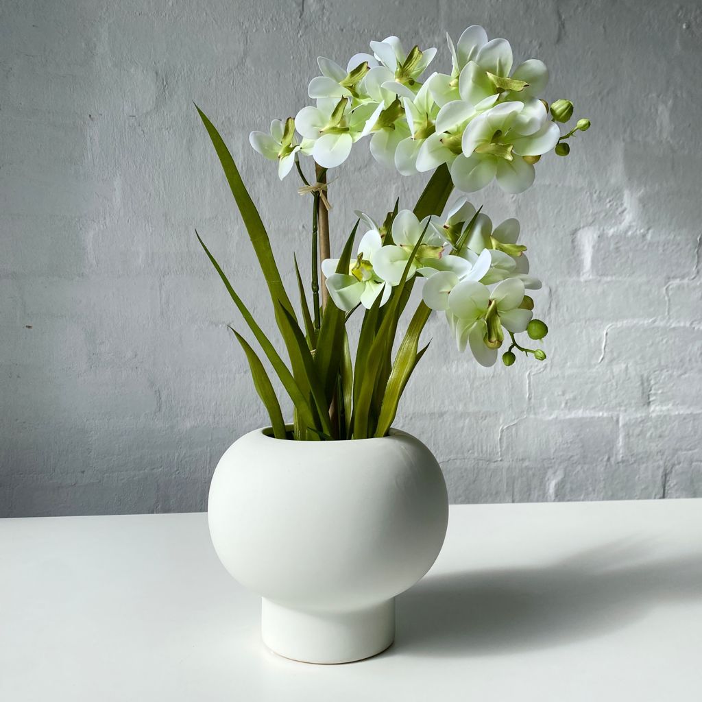 Artificial White Orchid-Green Tinge