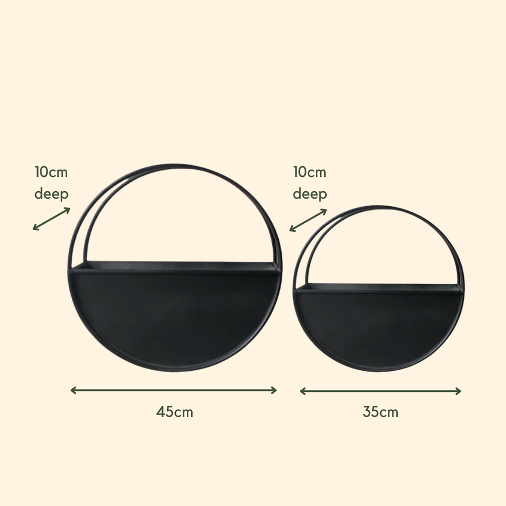 Half Moon Wall Planter-Black Metal