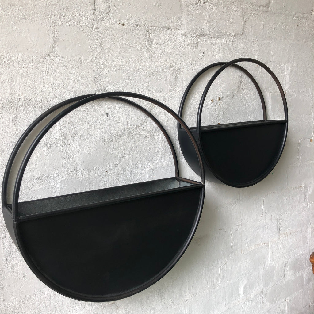 Half Moon Wall Planter-Black Metal