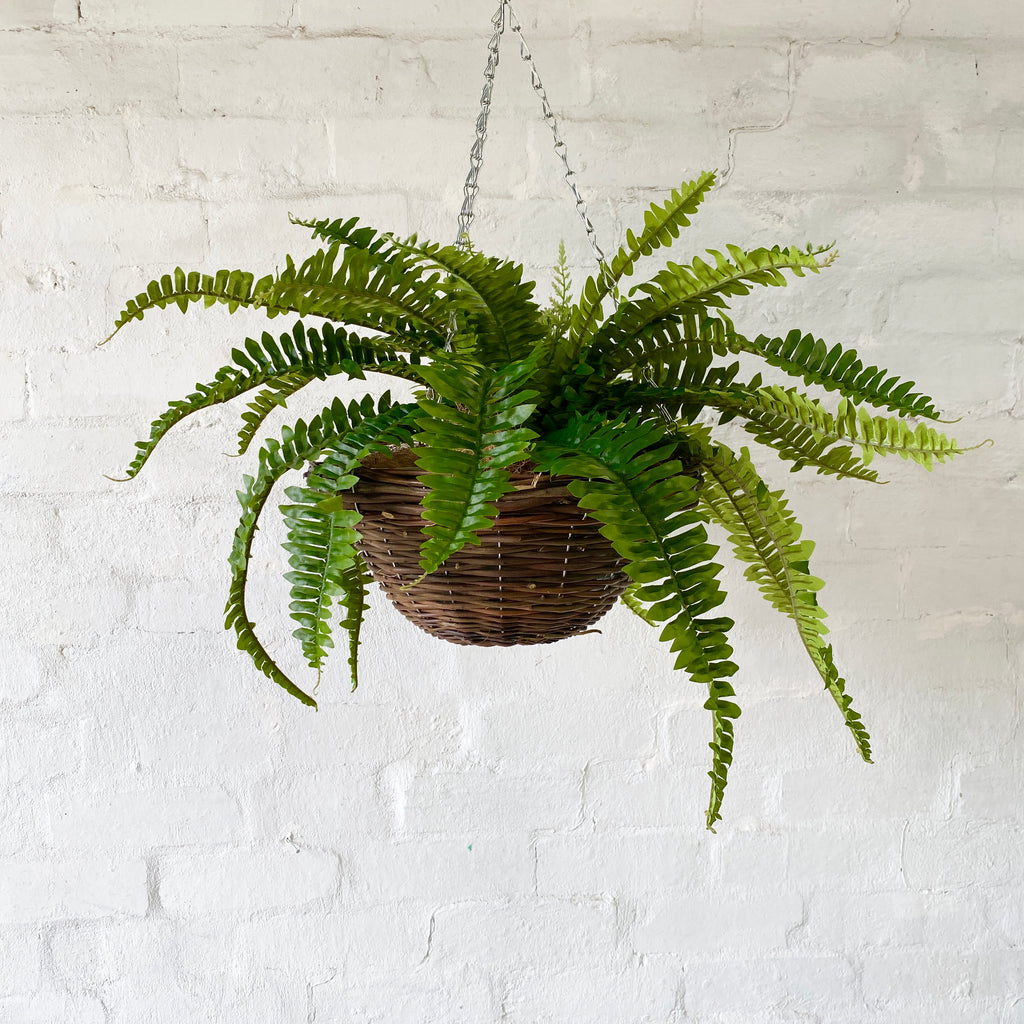 Artificial Pre Made Hanging Basket-Woven Basket with Boston Fern