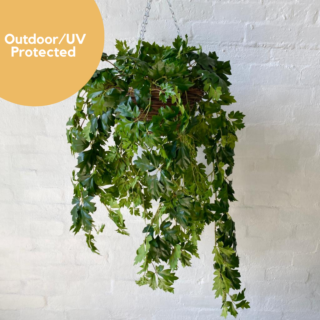 Artificial Pre Made Hanging Basket-Woven Basket with UV Protected Ivy Plant