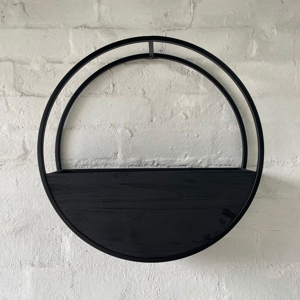 Half Moon Wall Planters-Black Wood