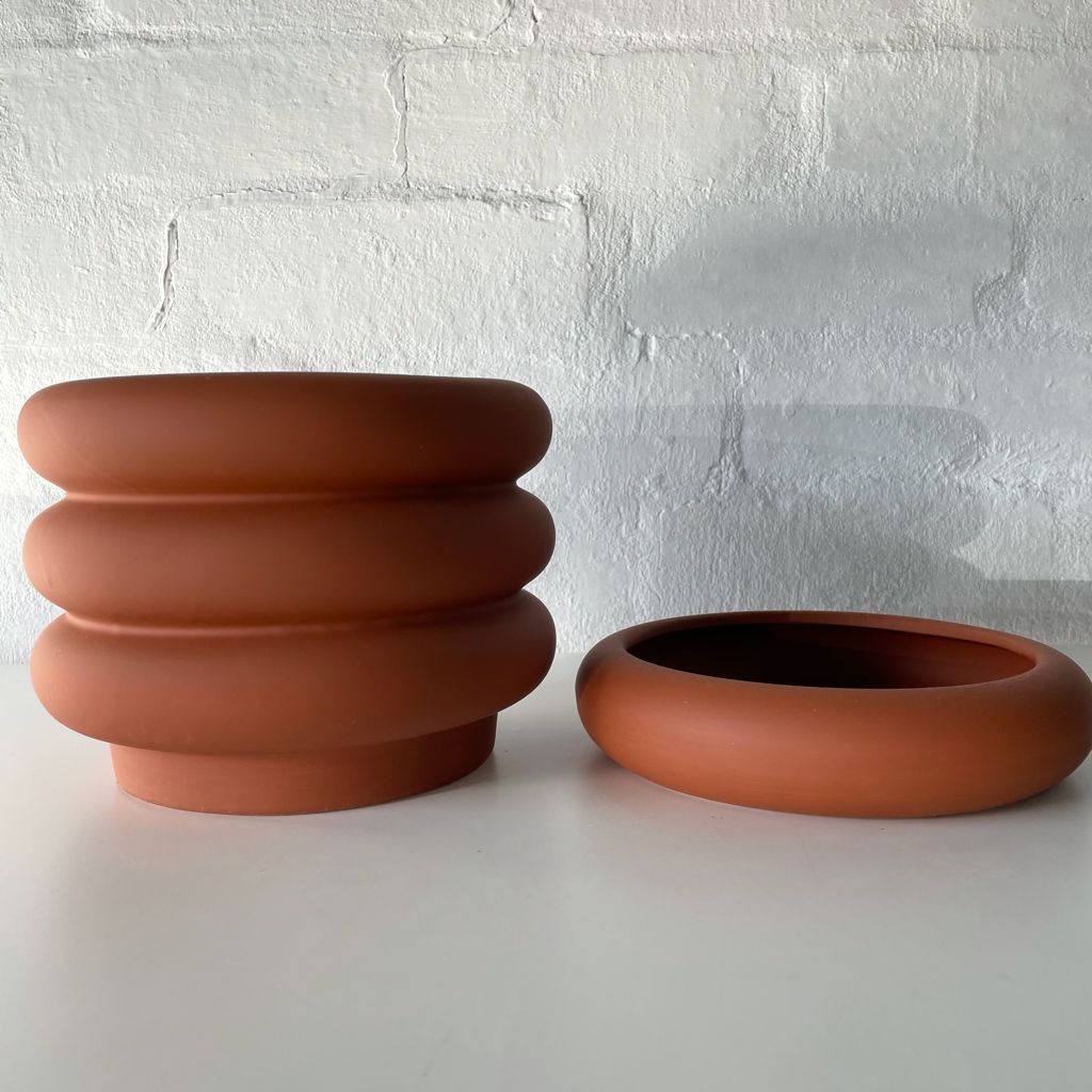 Groove Pot-Dark Orange-Medium